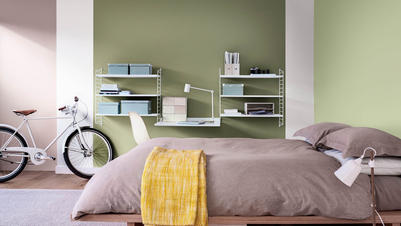 Schlafzimmer in Grün und Rosa