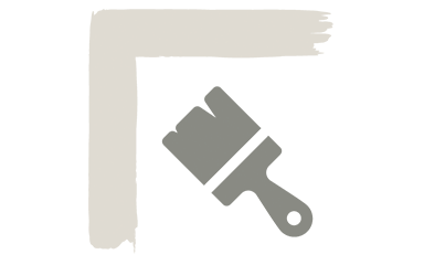 Piktogramm eines Pinsels in einer Ecke