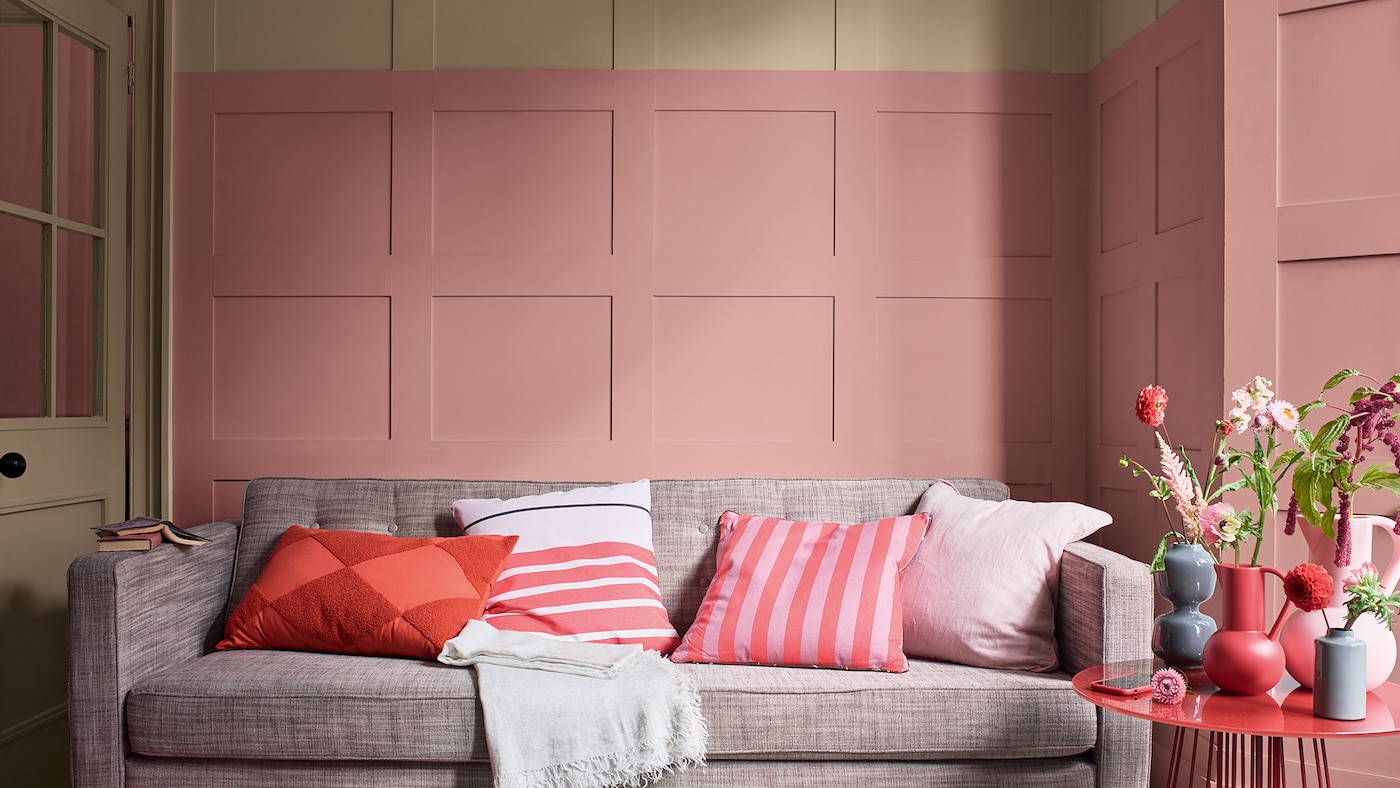 Living room with different shades of pink