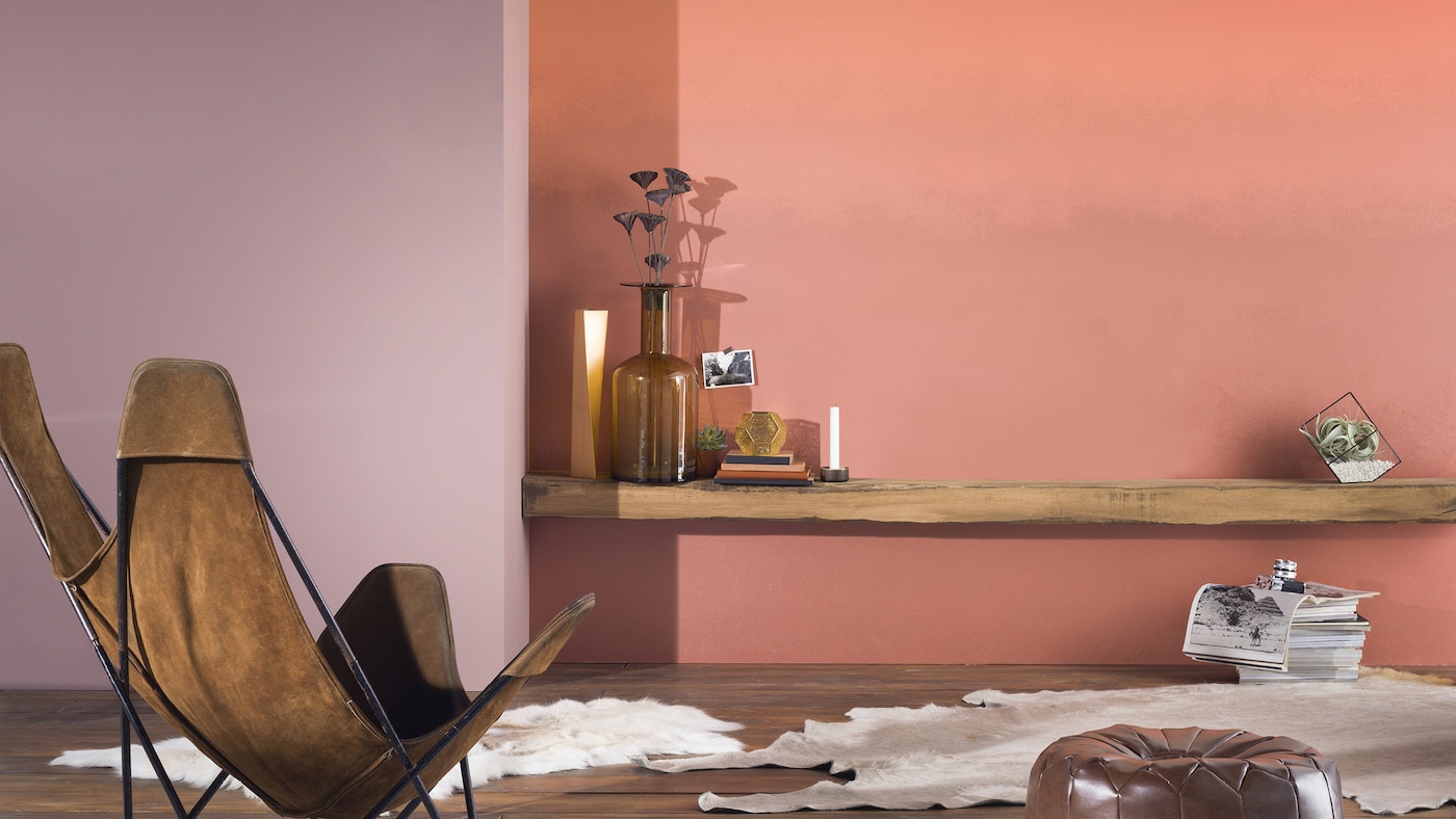 Ombre creates an ethereal look that works really well as a feature wall – perfect if you want to introduce several colours into your scheme without appearing too fussy.
