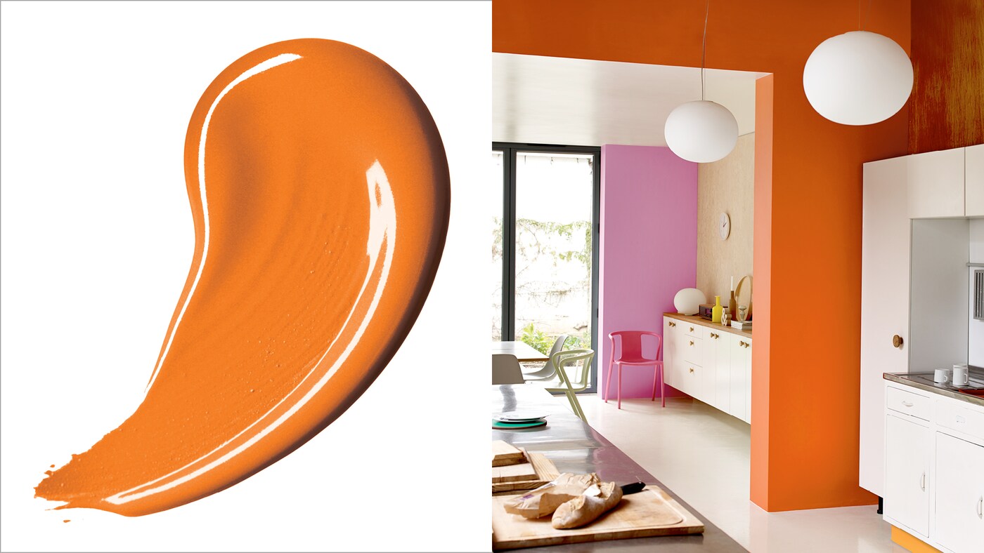 Orange fizzes with vitality. Paint it on your walls and you’ll instantly create the sense that this is a happy, lively home.