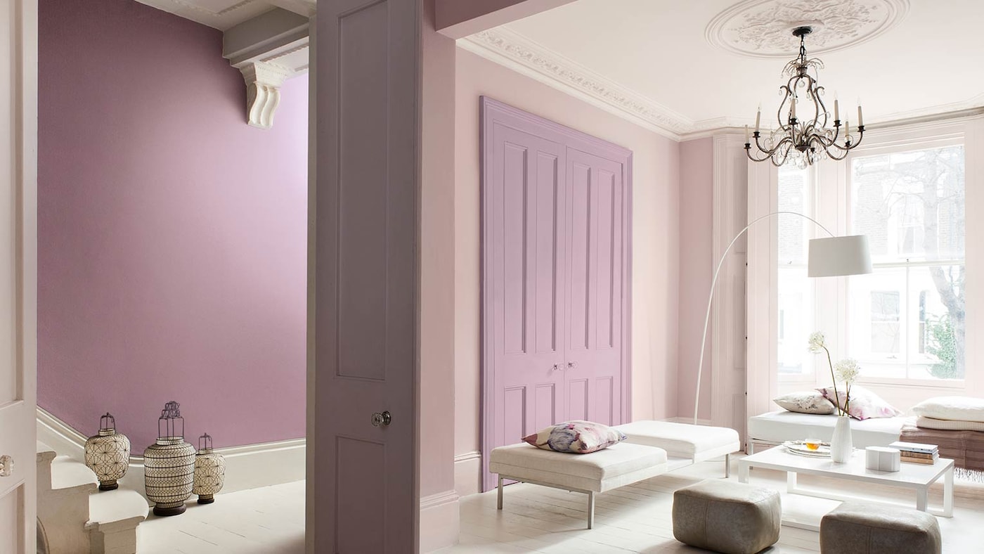 Ambiance chic classique salon peinture Pure couleurs Mauve et Rose