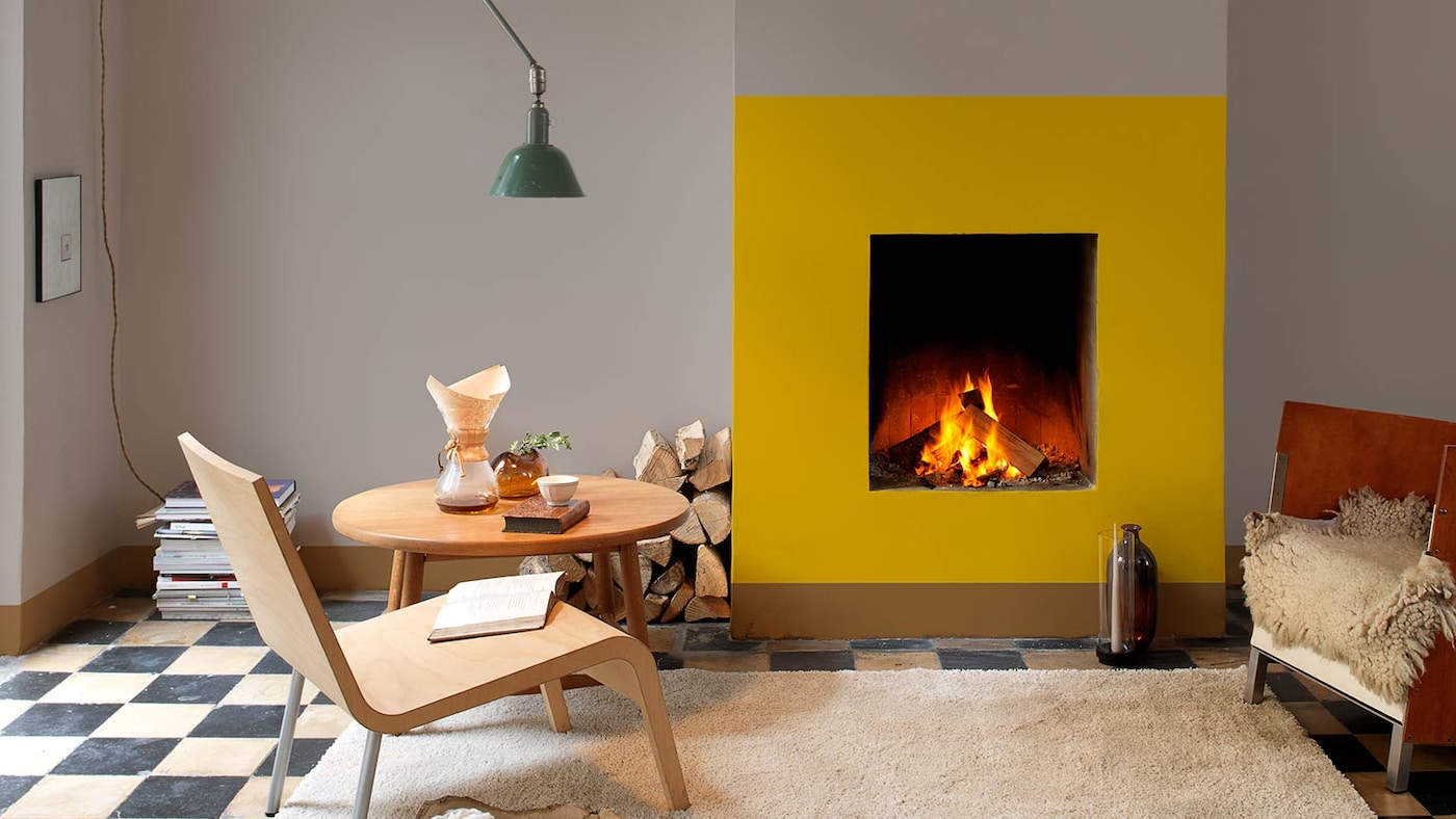 Ambiance Design comtemporain salon peinture Pure jaune gris