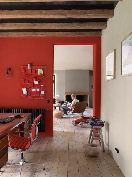 ambiance salon vintage peinture pure couleurs Brique et Flanelle