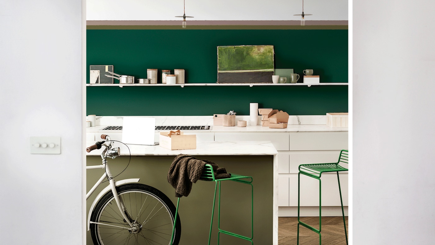 Cuisine avec le duo de couleurs Le Vert Canard et Le Gris Clair de Si Simple !