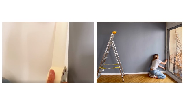 Appuyez bien avec votre main pour faire adhérer le papier sur les différentes surfaces