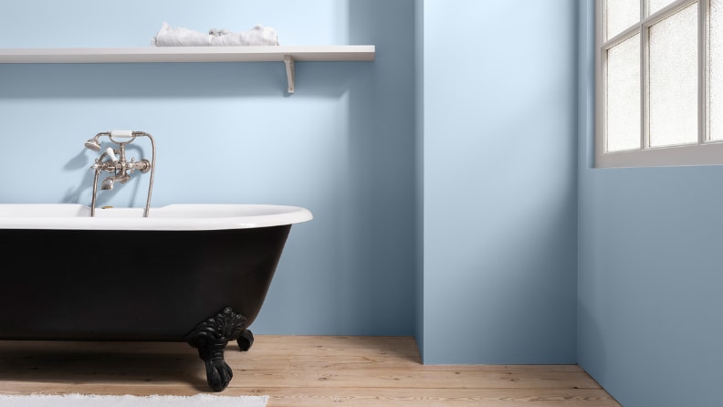 peinture cuisine et bain salle de bain bleu horizon