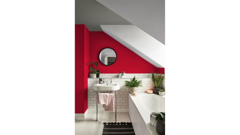 peinture cuisine et bain salle de bain rouge