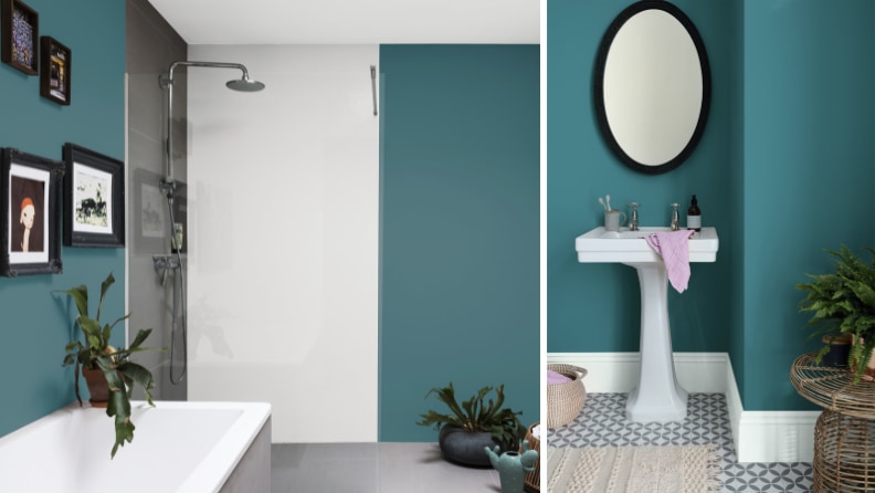 peinture cuisine et bain salle de bain tendance tropicale déco