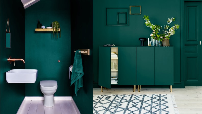 peinture cuisine et bain salle de bain vert émeraude