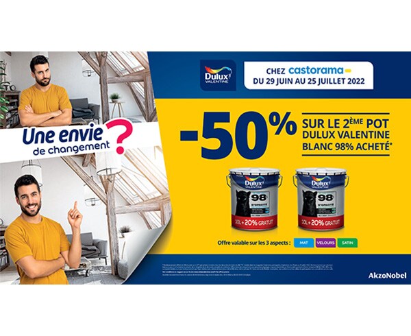 Promotion Peinture Blanc 98% chez Castorama