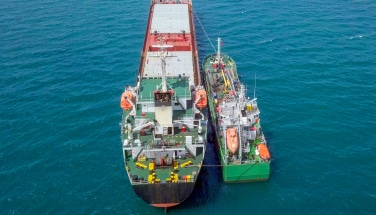 Bunkering vessel at sea