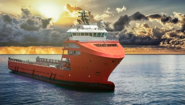 Offshore support vessel at sea