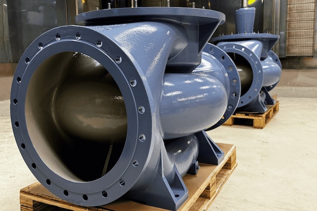 A seawater pump coated with Interline 984, ready for reinstallation after refurbishment to extend service life and reduce corrosion.