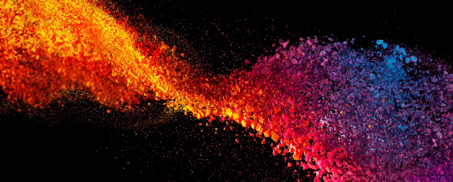 Powder coating particles swirl