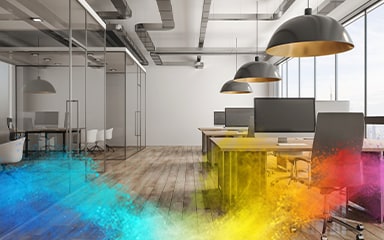 Office furniture coated