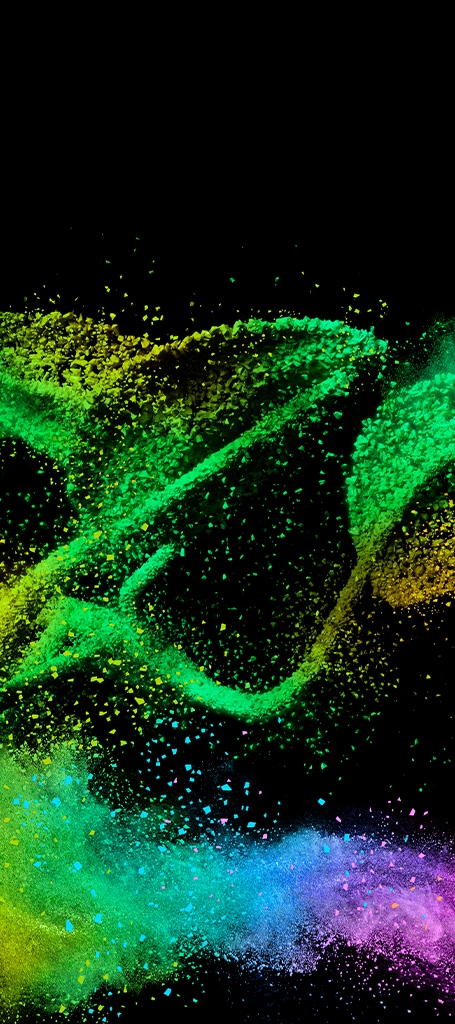 Powder particles forming a green leaf