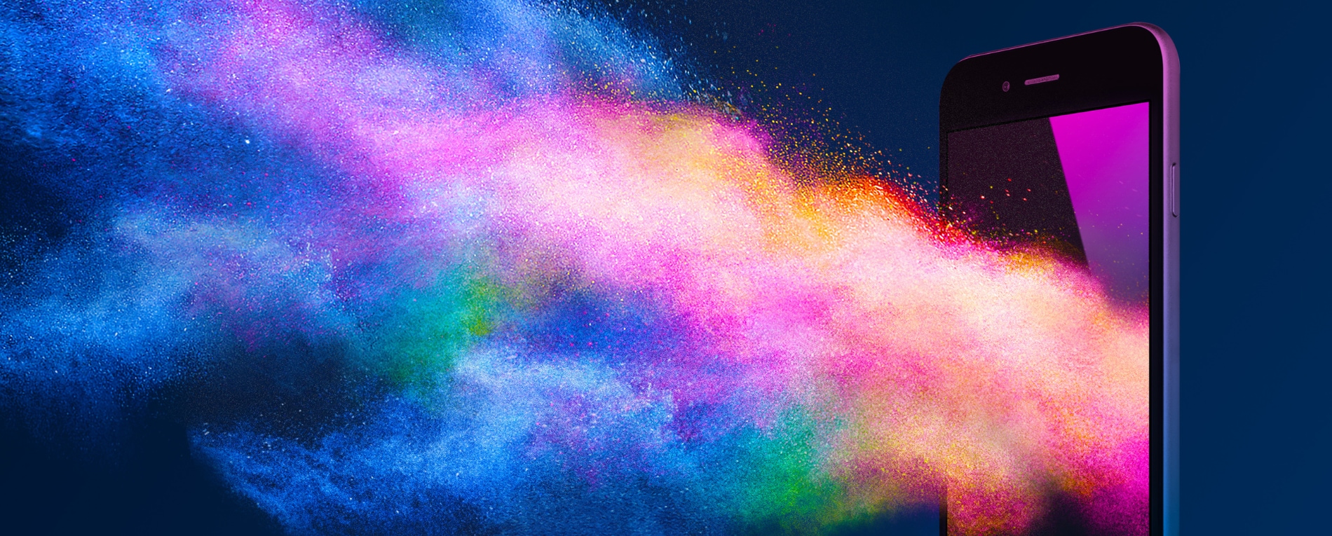 Powder explosion from a phone screen