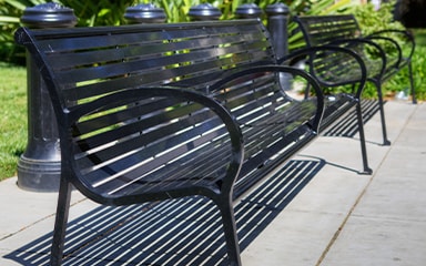 Black metallic bench
