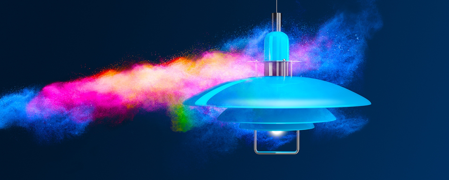 Lamp coated in powder