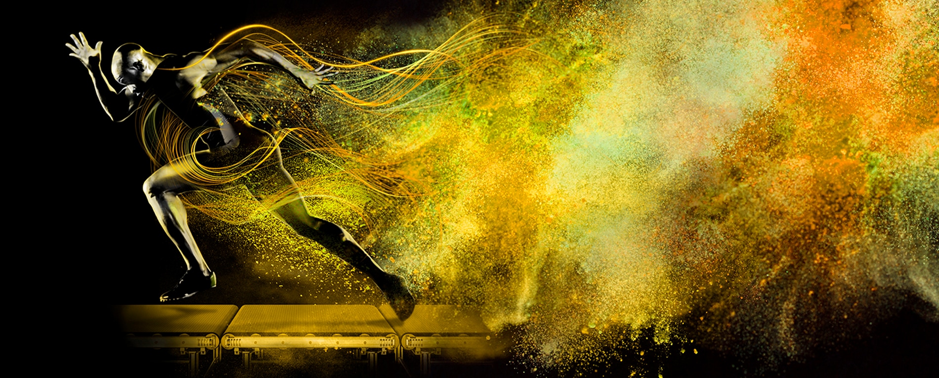 Athelete running on production line 