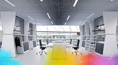 Wooden construction coated with powder