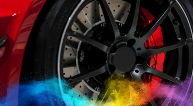 Colorful Brake Caliper in Wheel
