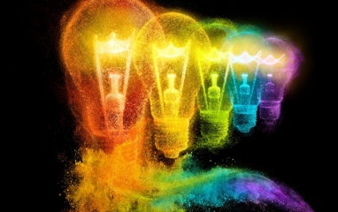 Light bulbs powder particles swirl