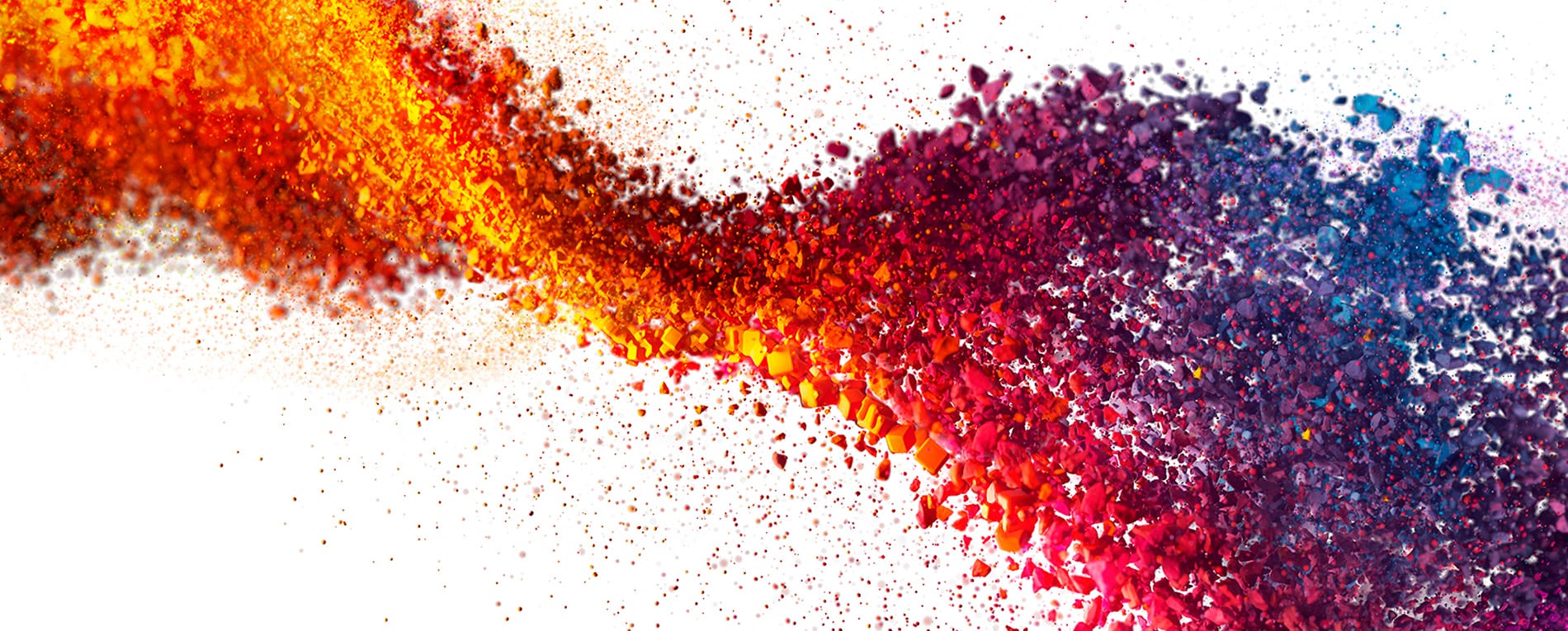 Colorful infinity symbol made of powder particles on a black background