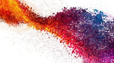 Colorful powder coatings particles