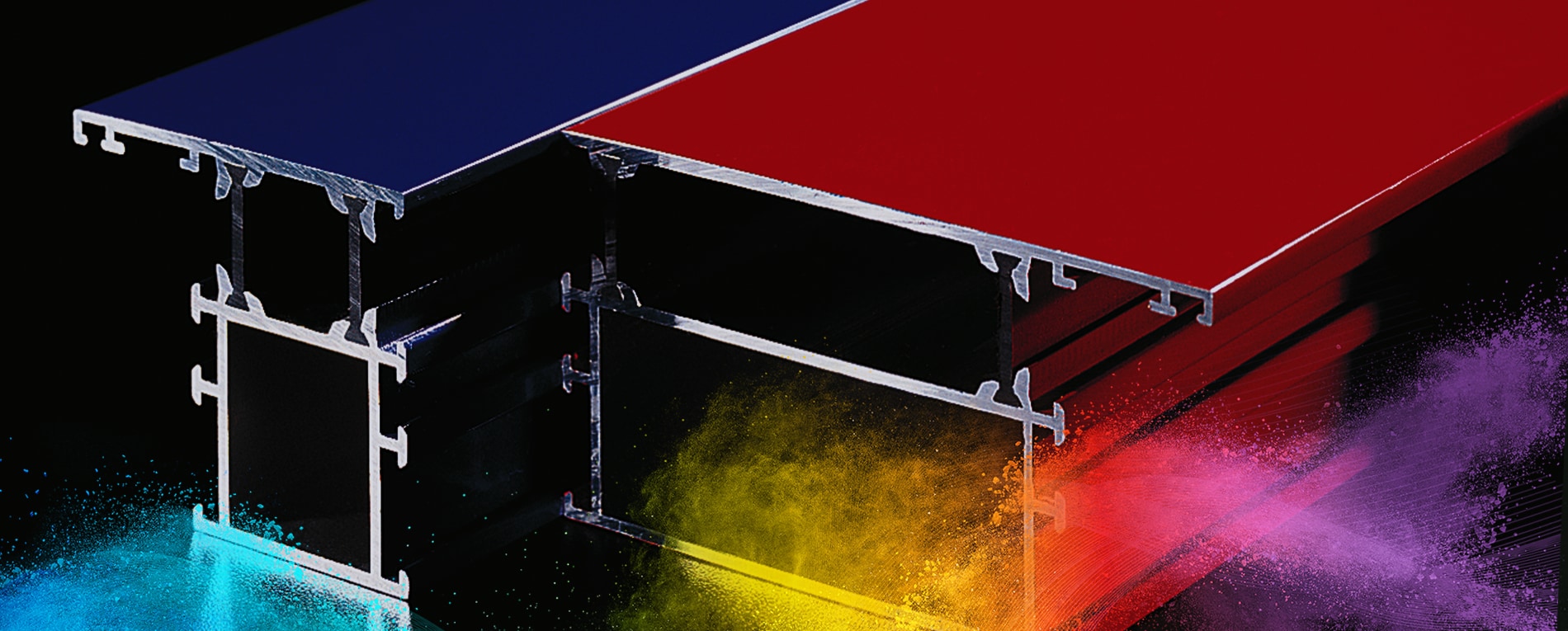 Marco de ventana de aluminio recubierto en polvo con  efecto anodizado