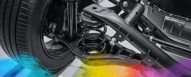 Close-up of a car suspension spring