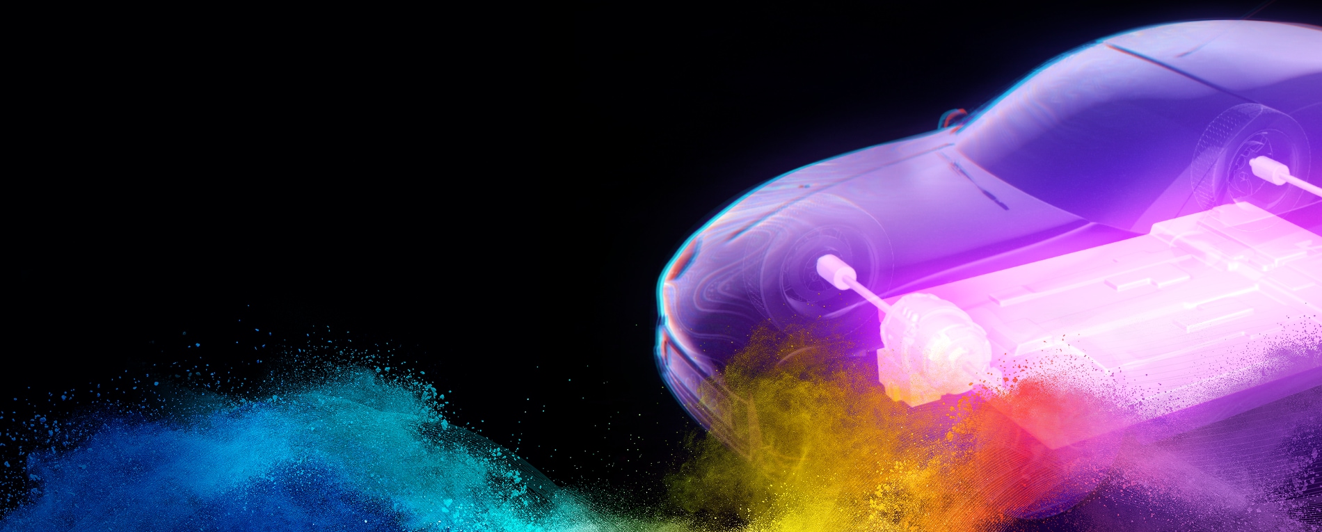 EV battery coated with powder lightning 