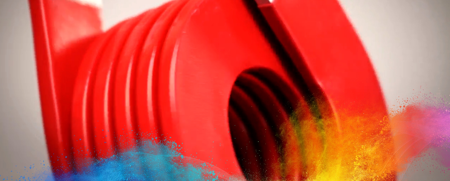 Red EV busbar coated with powder coatings