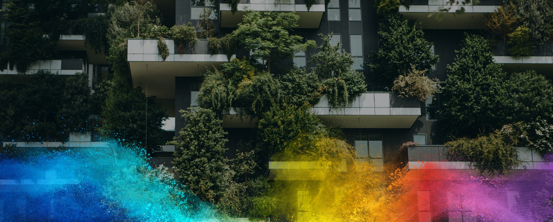 Sustainable green building with plants