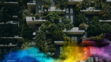 Sustainable green building with plants