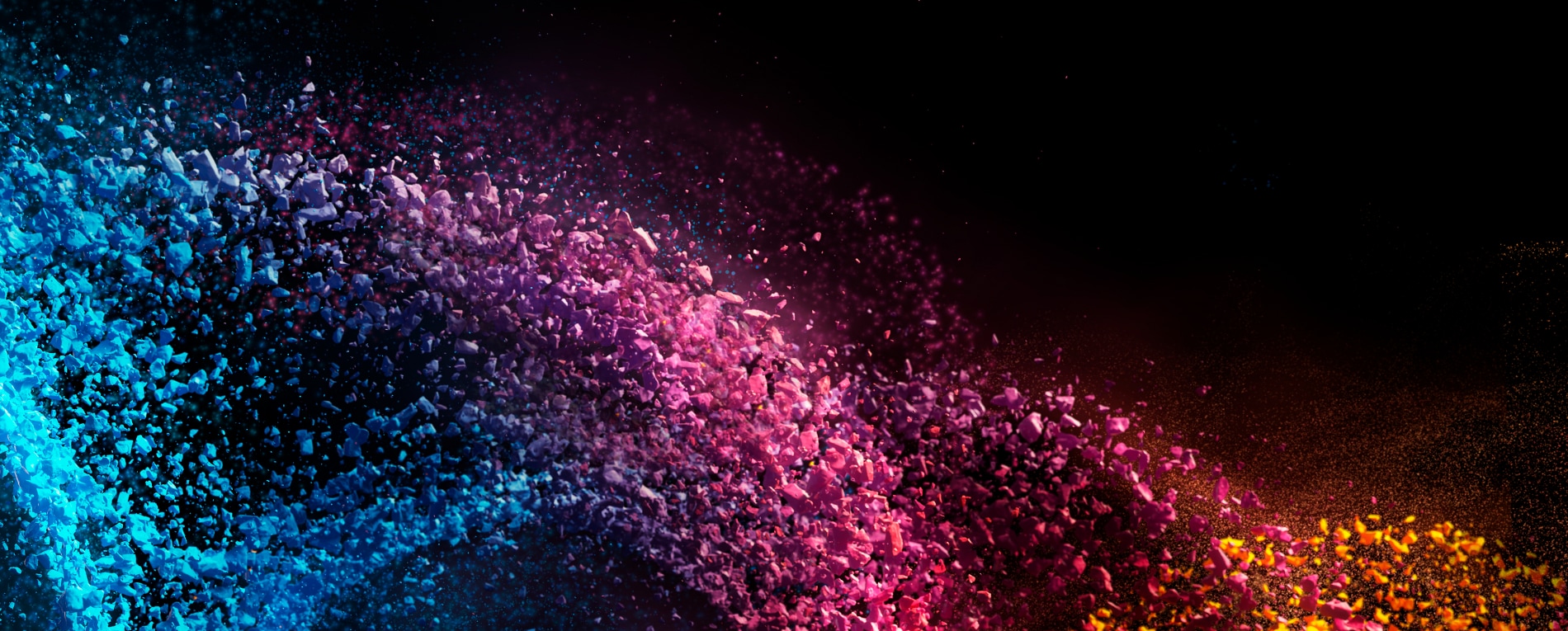 Colorful powder coating particles