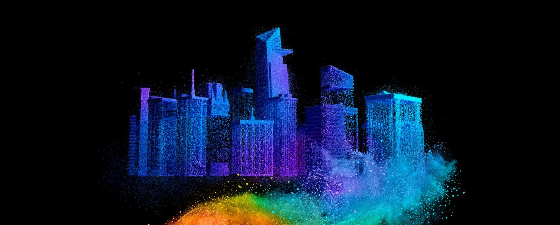 Powder coating skyline buildings