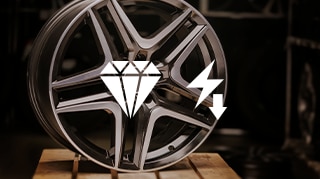 A powder coated auto wheel