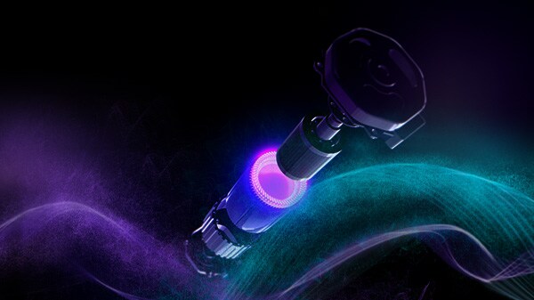 an electric motor with glowing internal components