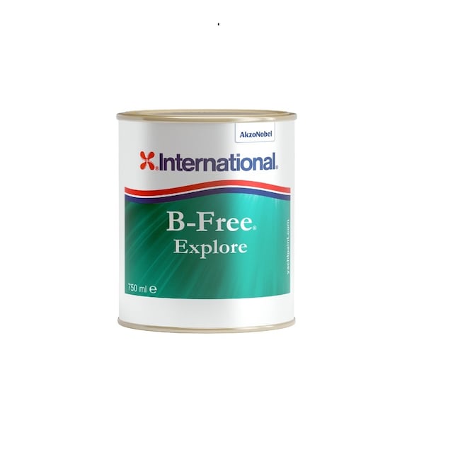 Bild på burk med B-Free Explore biocidfritt beväxningsskydd