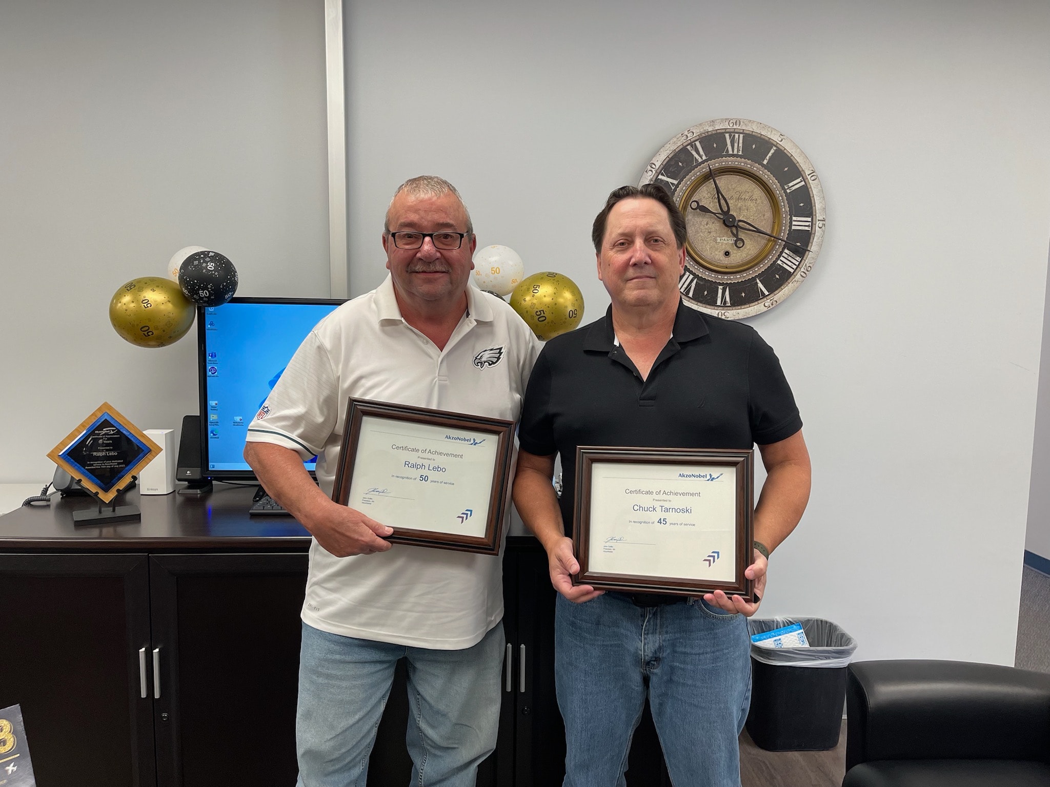 AkzoNobel Celebrates the Super Anniversaries of Two Flying Hills Employees