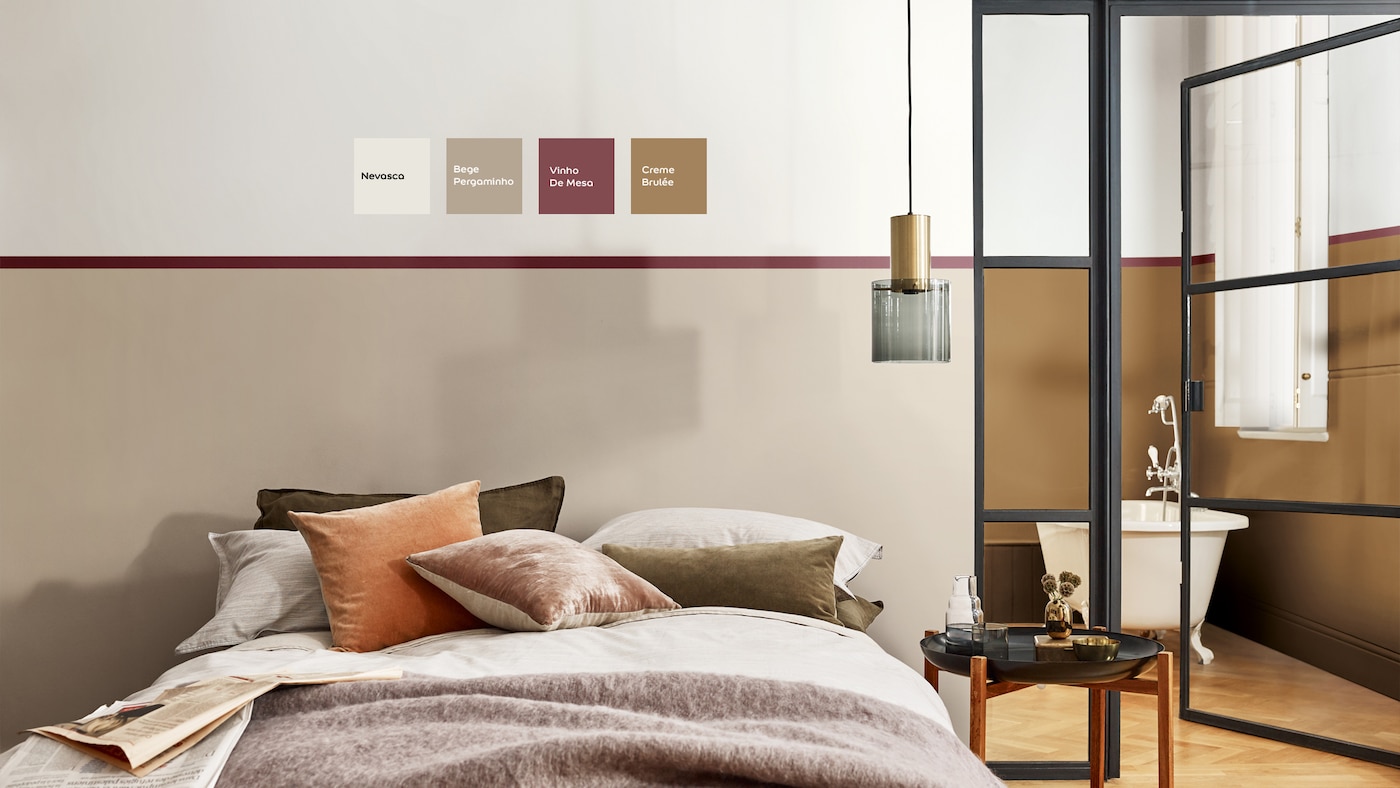 Quarto decorado com atmosfera tranquila em sua casa com a cor Creme Brulée | Tintas Coral.