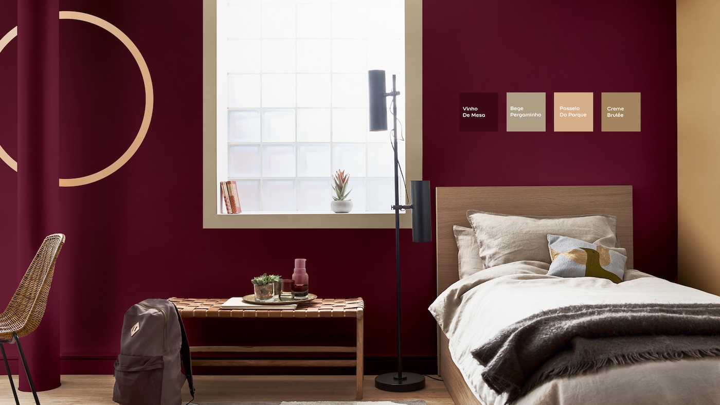 Um quarto de adolescente refinado e confortável | Tintas Coral.