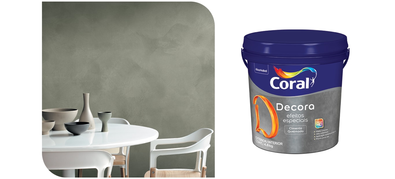 Ambiente decorado com efeito Cimento Queimado da nova linha Coral Decora