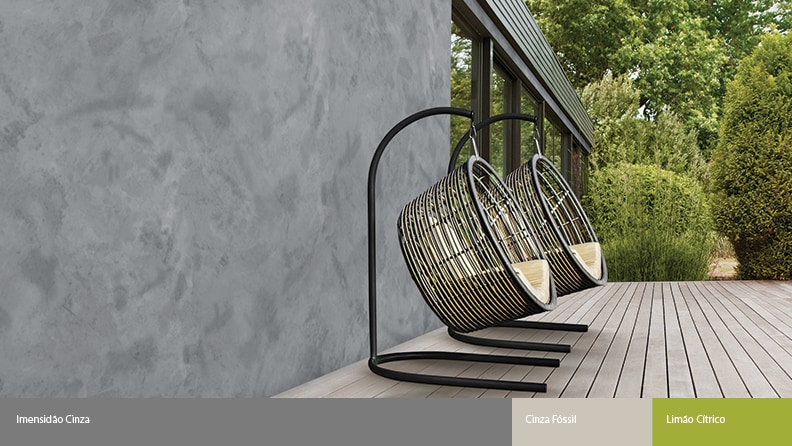 Decoração montada com efeito Cimento Queimado da nova linha Coral Decora.