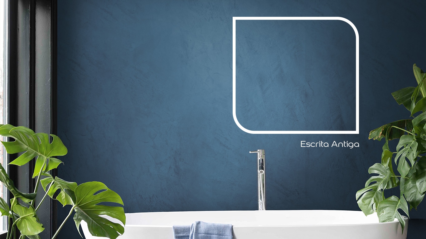 Parede decorada com Novo efeito Mármore da Linha Decora | Cor Escrita Antiga.