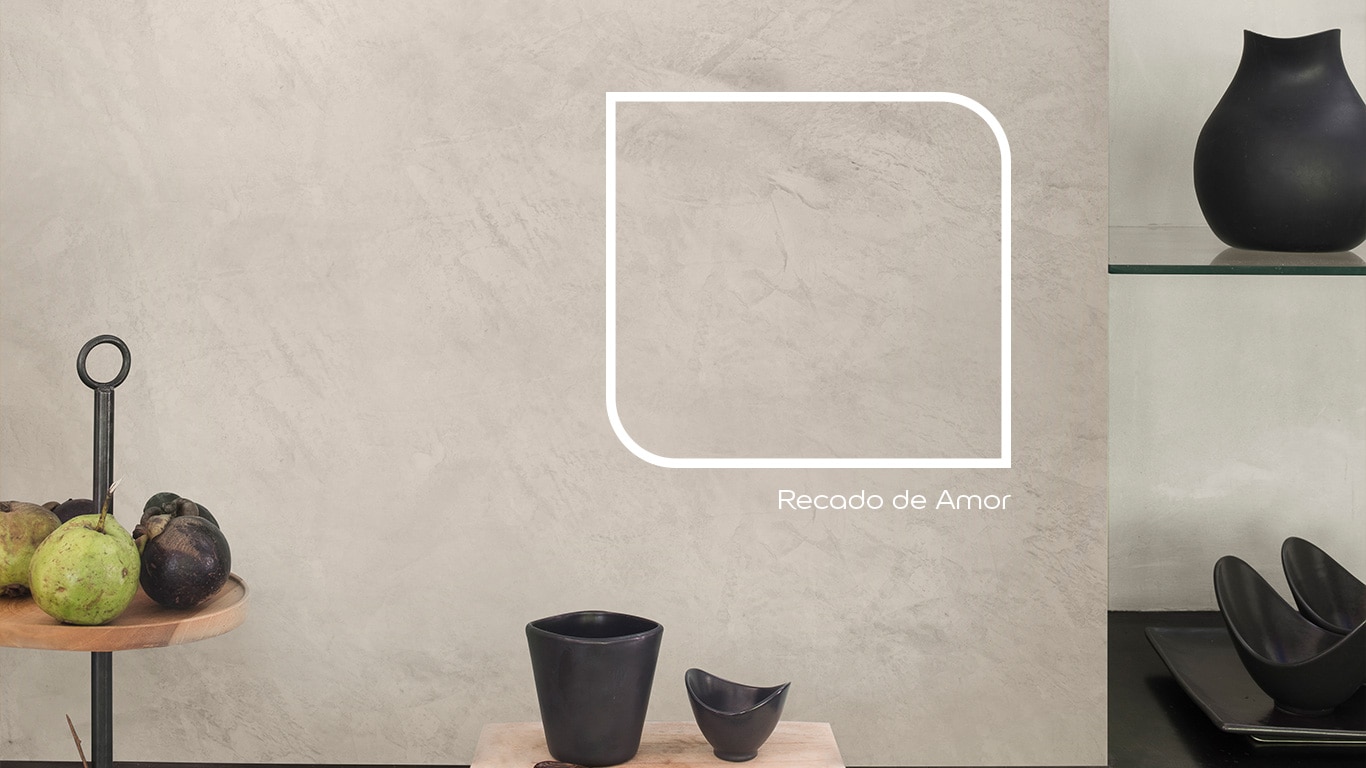 Parede decorada com Novo efeito Mármore da Linha Decora | Cor Recado de Amor.