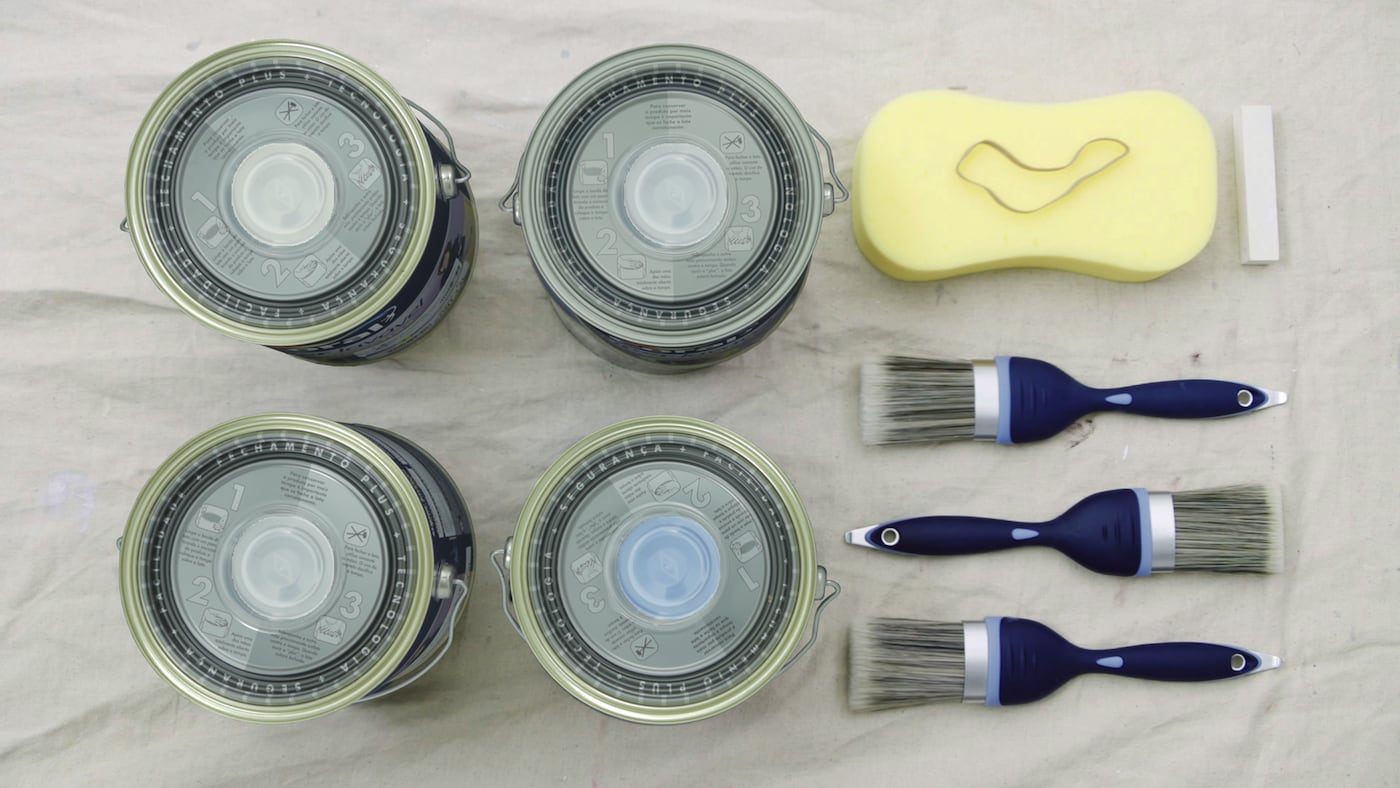 Você vai precisar das cores: Água de Lisboa, Linho Claro, Pena Prateada e Campo Nevado. 