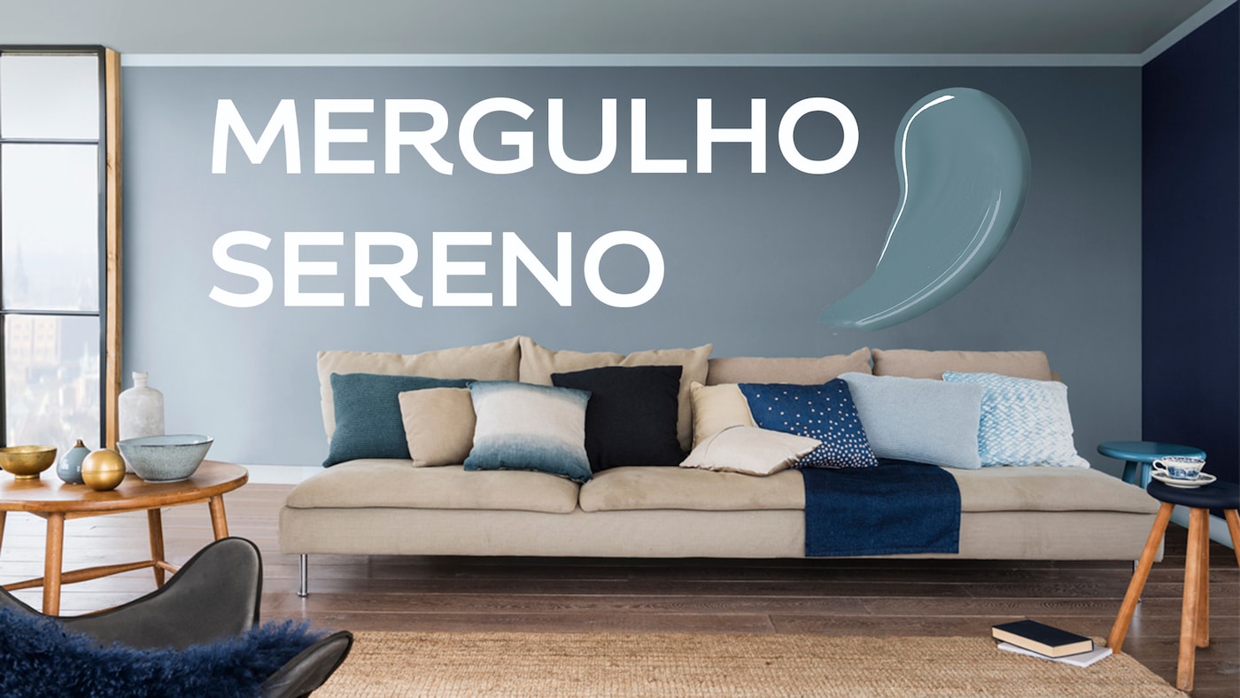Sala deocrada com Azul é a cor do nosso cotidiano - Mergulho Sereno | Tintas Coral